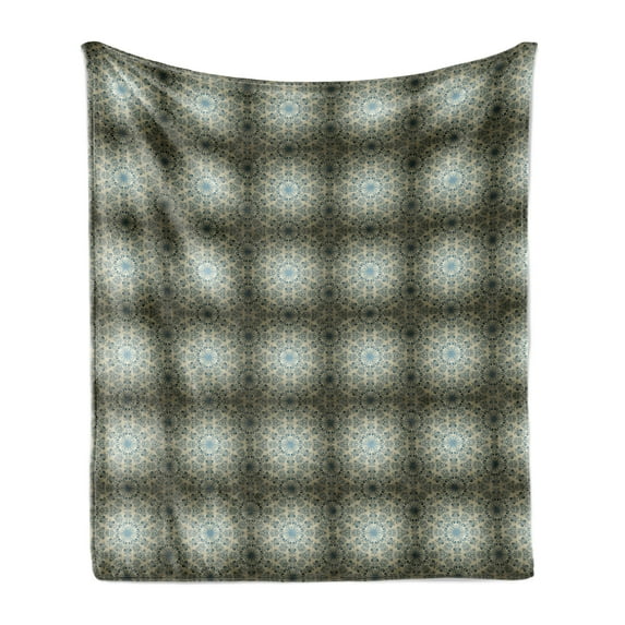 Baroque Soft Flannel Fleece Throw Blanket, Vintage Style Ornamental Motifs Eastern Details, Cozy Plush for Indoor and Outdoor Use, 50" x 60", Sepia Dark Tan, by Ambesonne