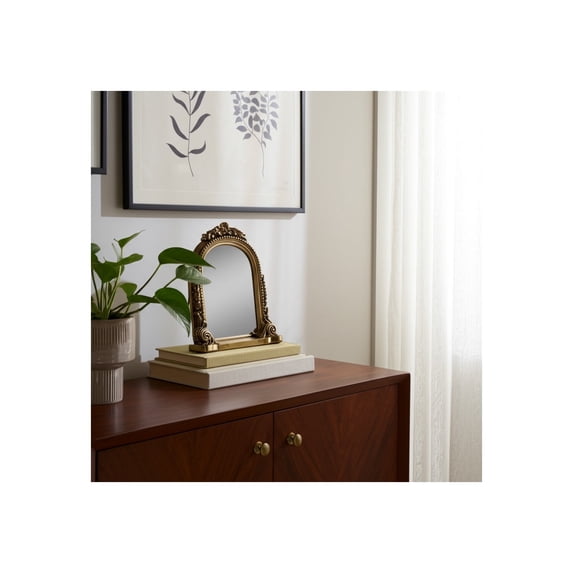 Baroque Style Decorative Frame with Resin Glass Paper and Polyresin Construction Featuring Ornate Detailing and Curved Design for Glam Boho Inspired Display