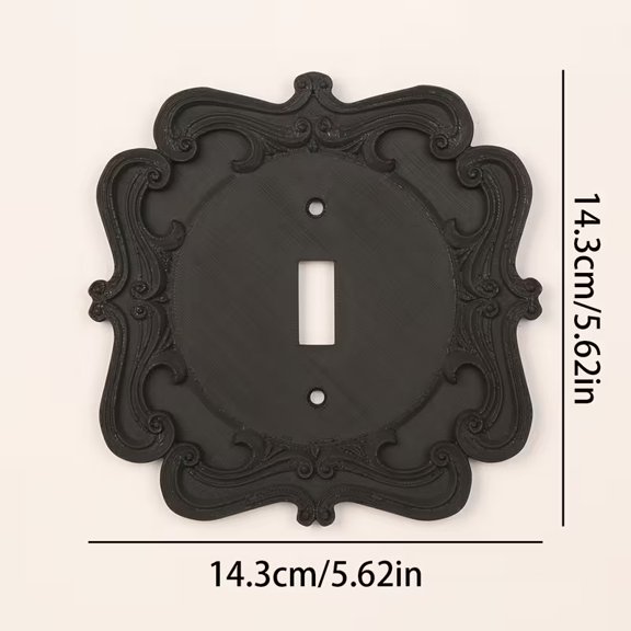 Baroque Style European Retro Carved Socket Panel - Gothic Wall Socket Decoration Frame with Black Embossed Border, Screws Included, No Power Supply Required