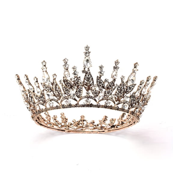 Baroque Style Rhinestone Bridal Crown - Full Round Queen Tiara for Elegant Weddings