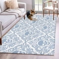 thumbnail image 1 of Baroque Style Washable Area Rugs 3'x5', Grey Blue Skull Classical Floral Mysterious Low Pile Throw Living Room Rug Non-Slip Sturdy Edge Binding Carpet for Indoor Entryway Bedside Kitchen, 1 of 9