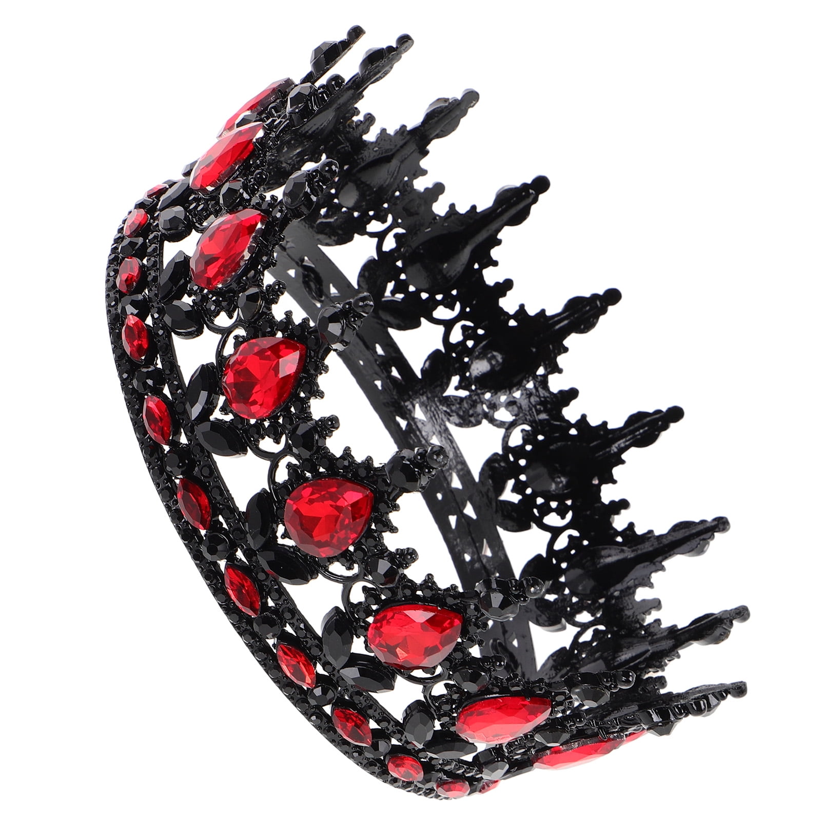 Baroque Tiaras And Crowns Wedding Tiara Vintage Bride Queen Crown Headband For Women Halloween Costume Party Quinceanera Hair Accessories Black and Red
