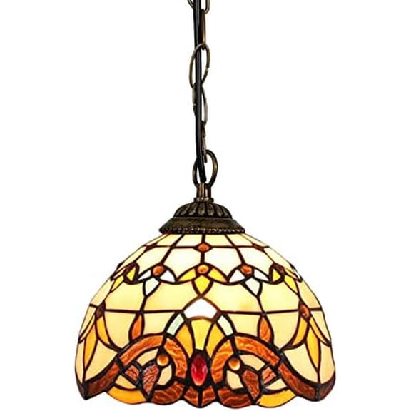 Baroque Tiffany Style Pendant Lamps 8-Inch Wide Stained Glass Hanging Lights Mediterranean Minimalism Pendant Ceiling Lights for Kitchen Dining Room Balcony Corridor$$Tools & Hardware Other