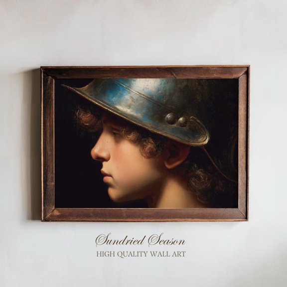 Baroque Warrior Portrait Classical Bronze Helmet Profile Dark Academia Study