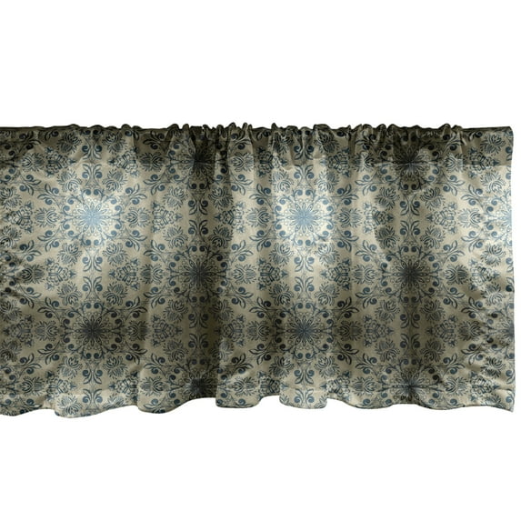 Ambesonne Baroque Valance Pack of 2, Vintage Ornate and Eastern, 54"X18", Sepia Dark Tan