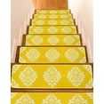 thumbnail image 1 of Baroque Yellow Stair Treads for Wooden Steps Indoor Runner Rug Carpet, Vintage Damask Classic Floral 15 Pieces Peel and Stick Staircase Step Treads Covers Washable Throw Door Mats, 30"x8", 1 of 6