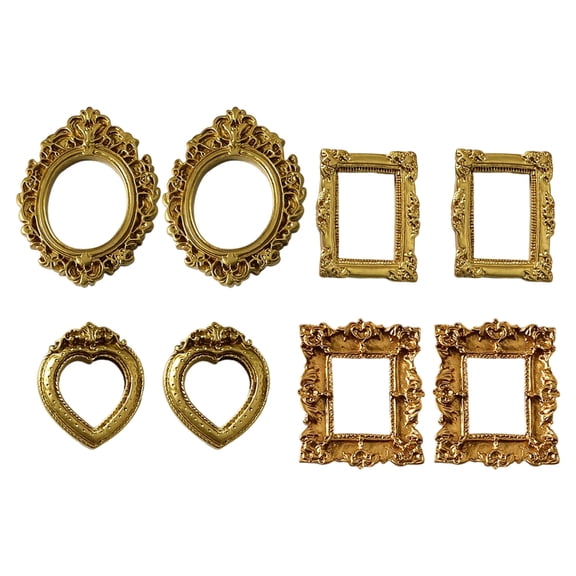 Baroquely Styles Resin Miniature Photo Frame for Jewelry Decors and Professional Photography Background Applications 8PCS