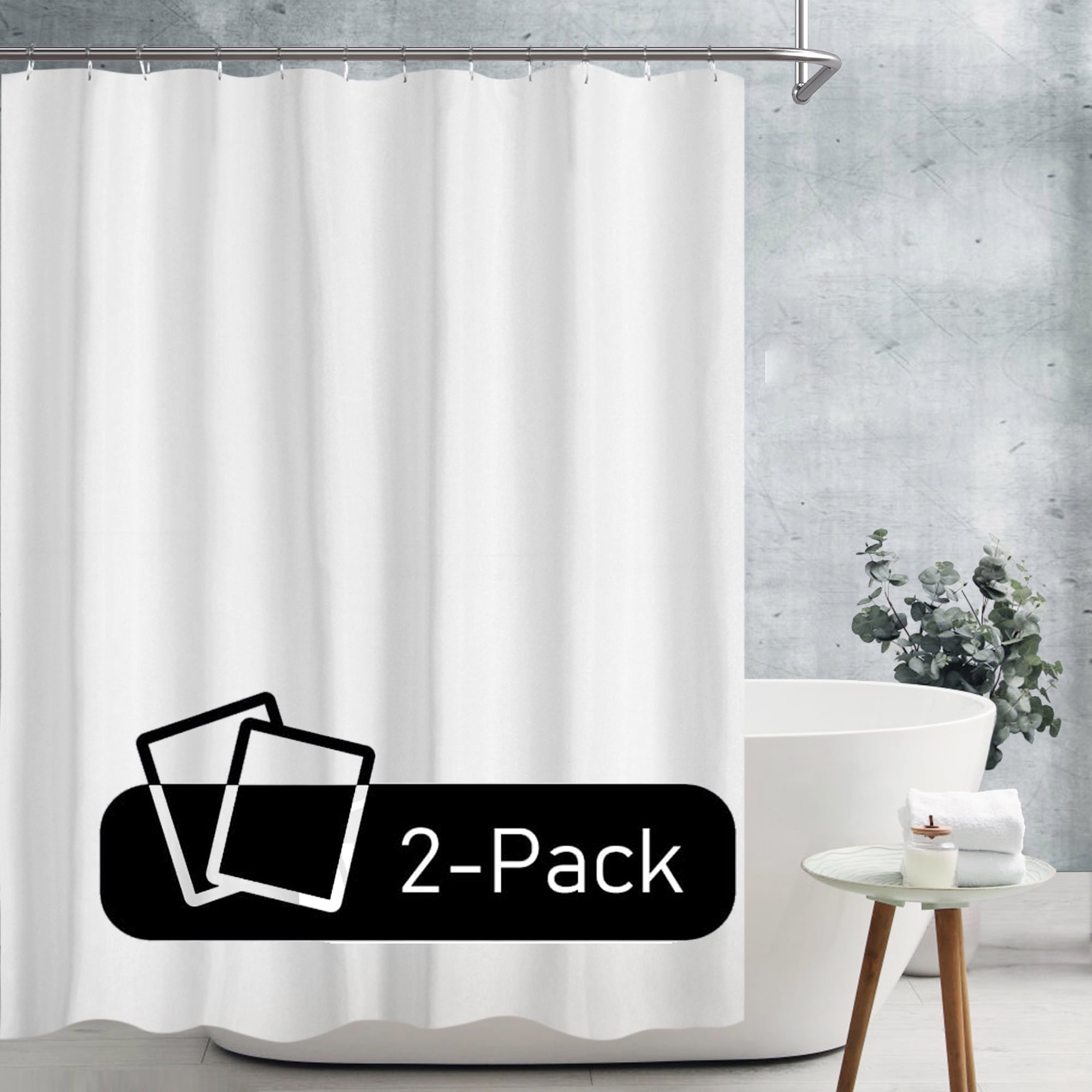 "Barossa Design Heavy Fabric White Shower Curtain Liner 2 Pack with