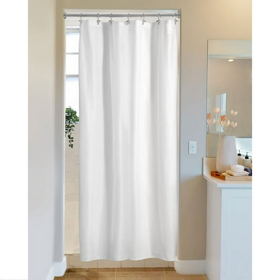 Barossa Design 36"W x 72"H White Narrow Shower Stall Curtain Liner Fabric with Magnets
