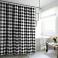 thumbnail image 1 of Barossa Design Buffalo Check Fabric Shower Curtain Farmhouse, Water-Repellent, Black & White, 72x72, 1 of 5
