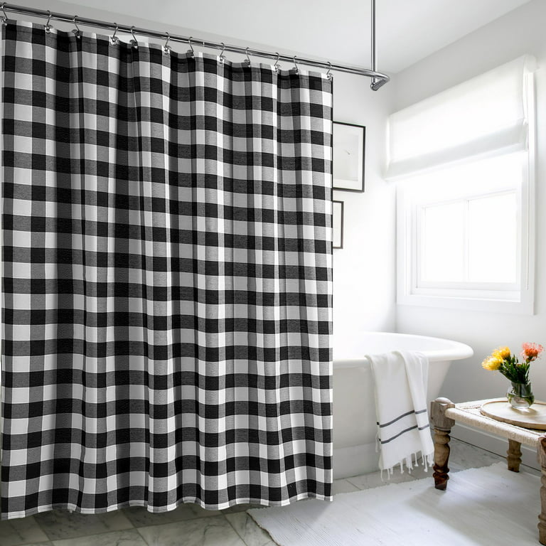 Barossa Design Buffalo Check Fabric Shower Curtain Farmhouse