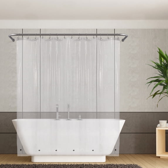Barossa Design Clear Shower Curtain Liner 82 Width by 74 Height with Free Hooks - 6 Bottom Magnets, Waterproof PEVA Shower Liner