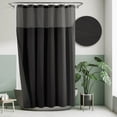 thumbnail image 1 of Barossa Design Cotton Blend Waffle Weave Shower Curtain with Snap-in Fabric Liner, Mesh Window Top, Black, 71"W x 78"H, 1 of 5