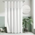 thumbnail image 1 of Barossa Design Cotton Blend Waffle Weave Shower Curtain with Snap-in Fabric Liner, Mesh Window Top, White, 71"W x 84"H, 1 of 5