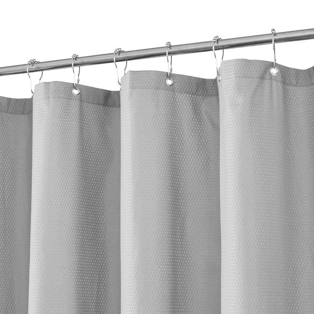 Barossa Design Embossed Soft Fabric Shower Curtain or Liner Lightweight -Silver Grey, 70" x 72"