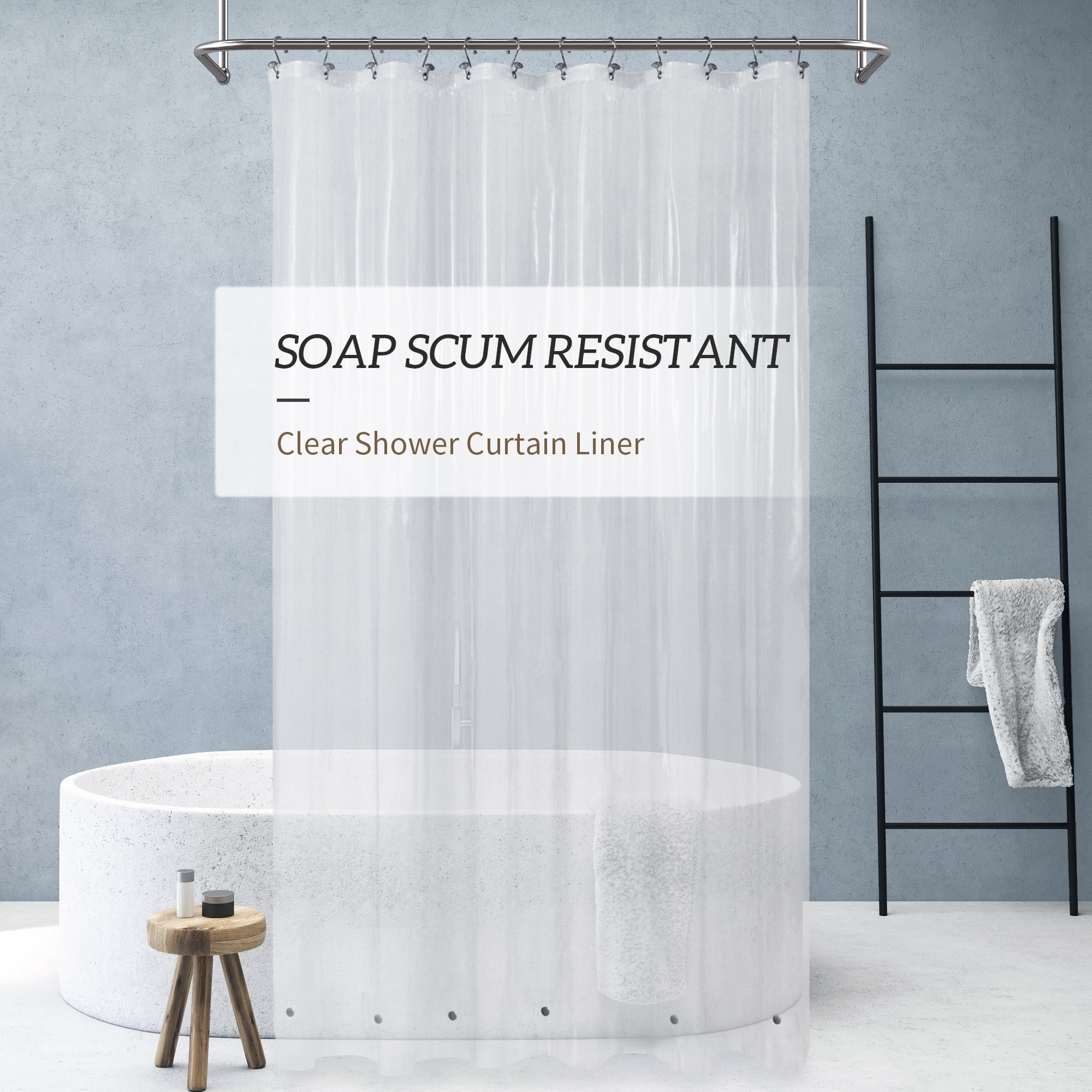 "Barossa Design Heavy Duty Clear Shower Curtain Liner 72"" x 84"" with ...