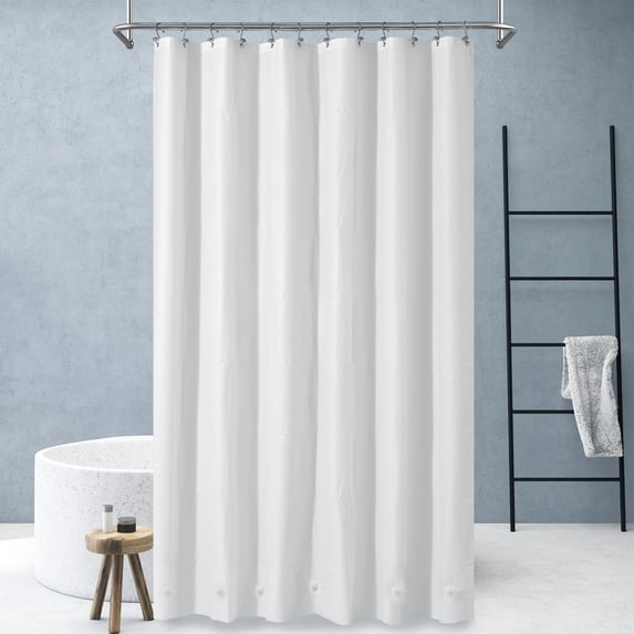 Barossa Design Extra Long Shower Curtain Liner White with 6 Magnets -Waterproof Heavy Duty PEVA, 72" x 84"