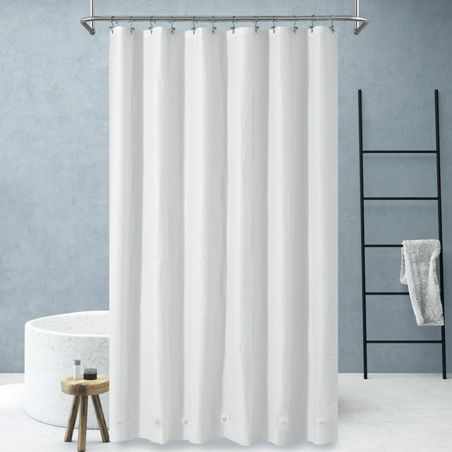 Barossa Design Extra Long Shower Curtain Liner White with 6