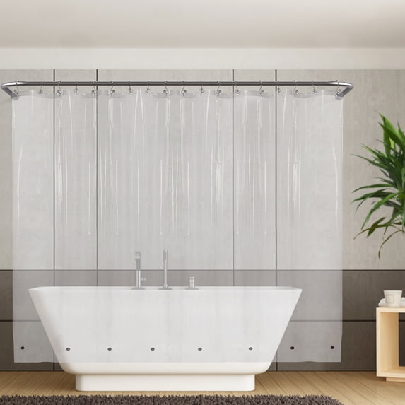 Barossa Design Extra Wide Shower Curtain Liner 108" x 72" with 8 Magnets - Waterproof PEVA Around Shower Liner for Bathroom, Metal Grommets - Clear