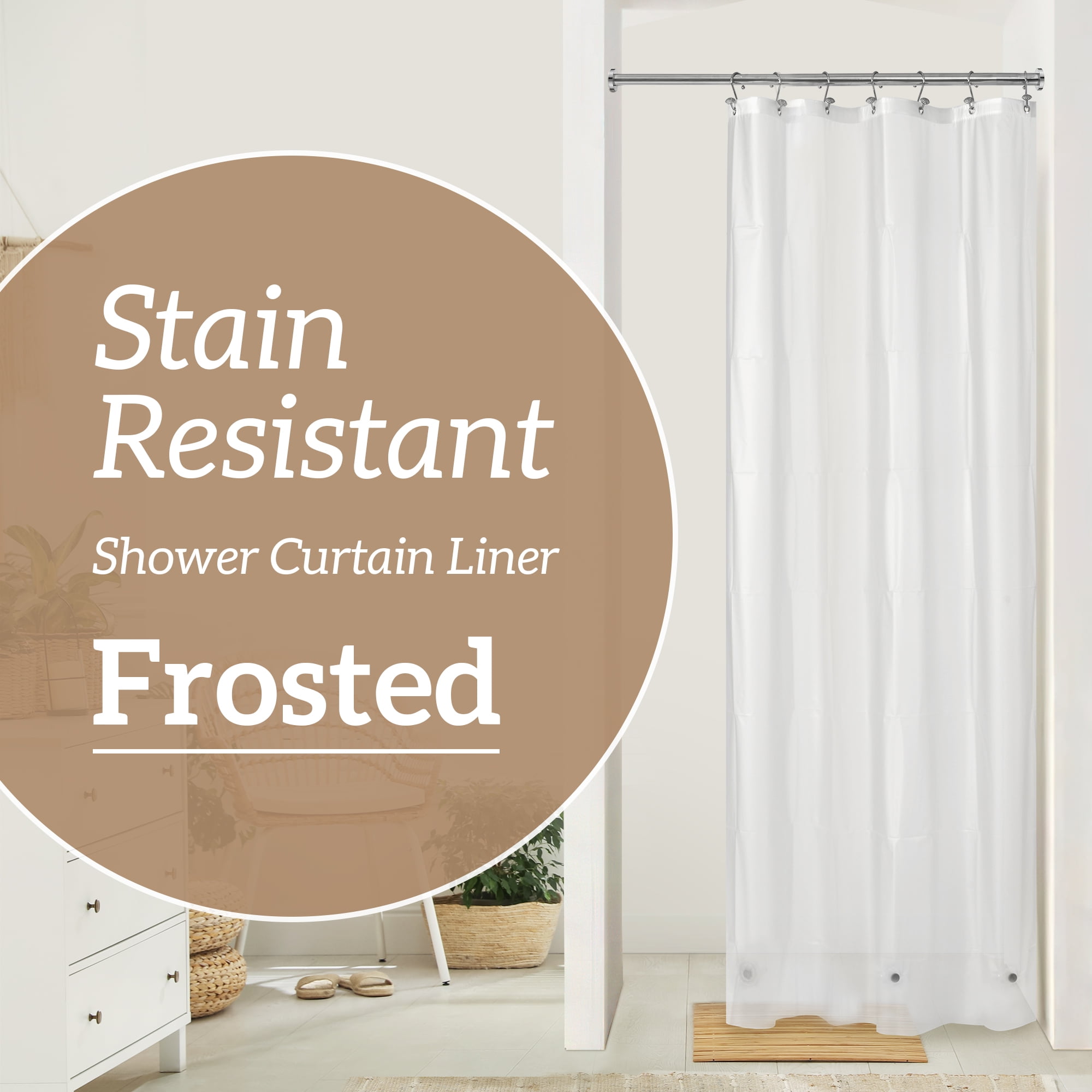 "Barossa Design PEVA Shower Stall Curtain Liner, Mildew Resistant, with 3 Magnets  Waterproof, 36"" x 72"  (图1)