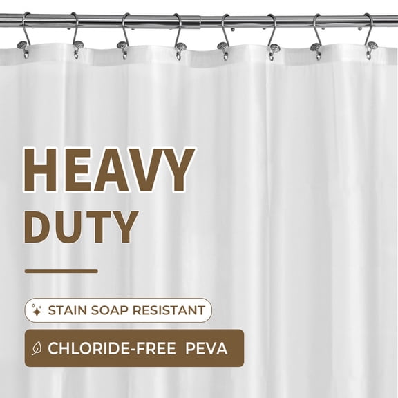 Barossa Design Heavy Duty PEVA Frosted Shower Curtain Plastic Shower Liner Waterproof, 6 Bottom Magnets - 72" x 72"