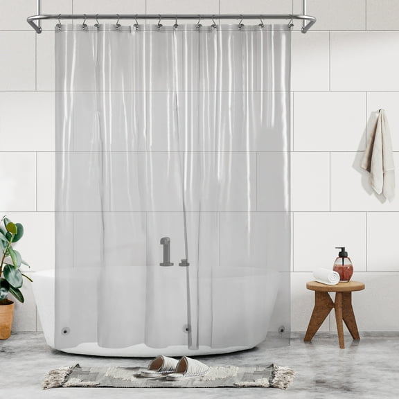 Barossa Design Lightweight Waterproof Shower Curtain PEVA Liner with 3 Magnets -Clear Black, 72" x 72"