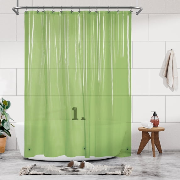 Barossa Design Lightweight Waterproof Shower Curtain PEVA Liner with 3 Magnets -Clear Green, 72" x 72"