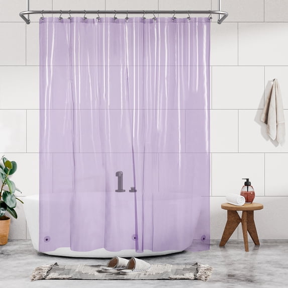 Barossa Design Lightweight Waterproof Shower Curtain PEVA Liner with 3 Magnets -Clear Lavender, 72" x 72"
