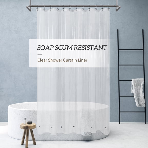 Barossa Design Long 72" x 78" Shower Curtain Liner Clear Heavyweight with 6 Magnets -Waterproof, PVC Free