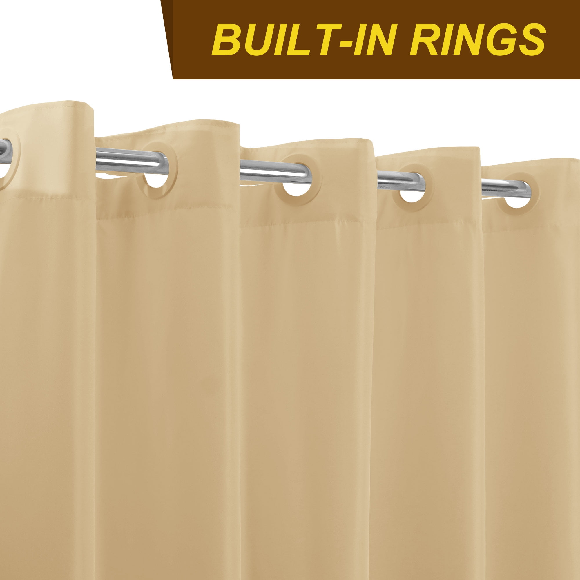 Barossa Design No Hook Beige Shower Curtain Liner Waterproof Fabric