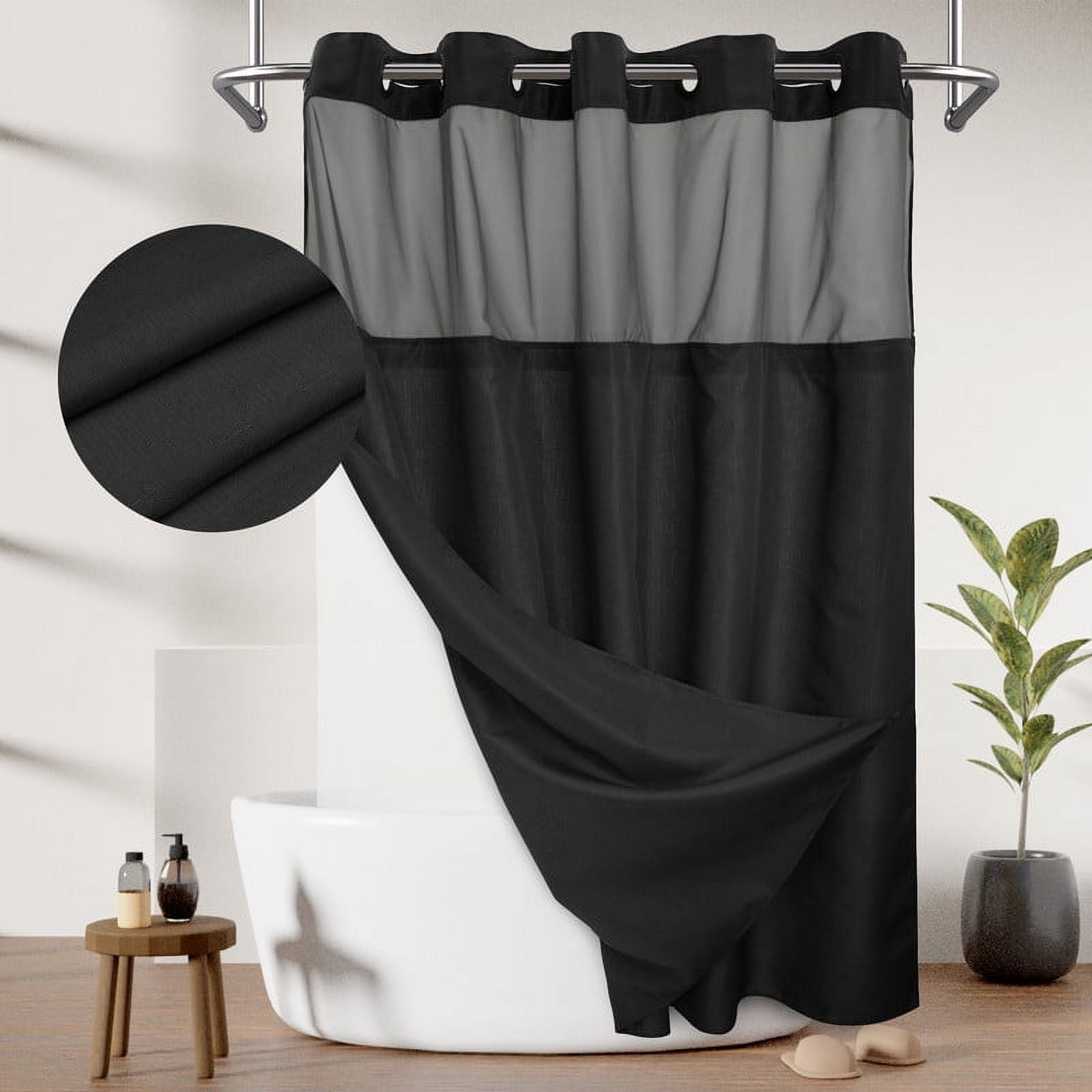 Barossa Design NoHook Shower Curtain with SnapIn Liner & Mesh Window