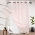 thumbnail image 1 of Barossa Design No Hook Slub Textured Shower Curtain with Snap-in PEVA Liner, Mesh Window - Pink, 71 x 74, 1 of 6