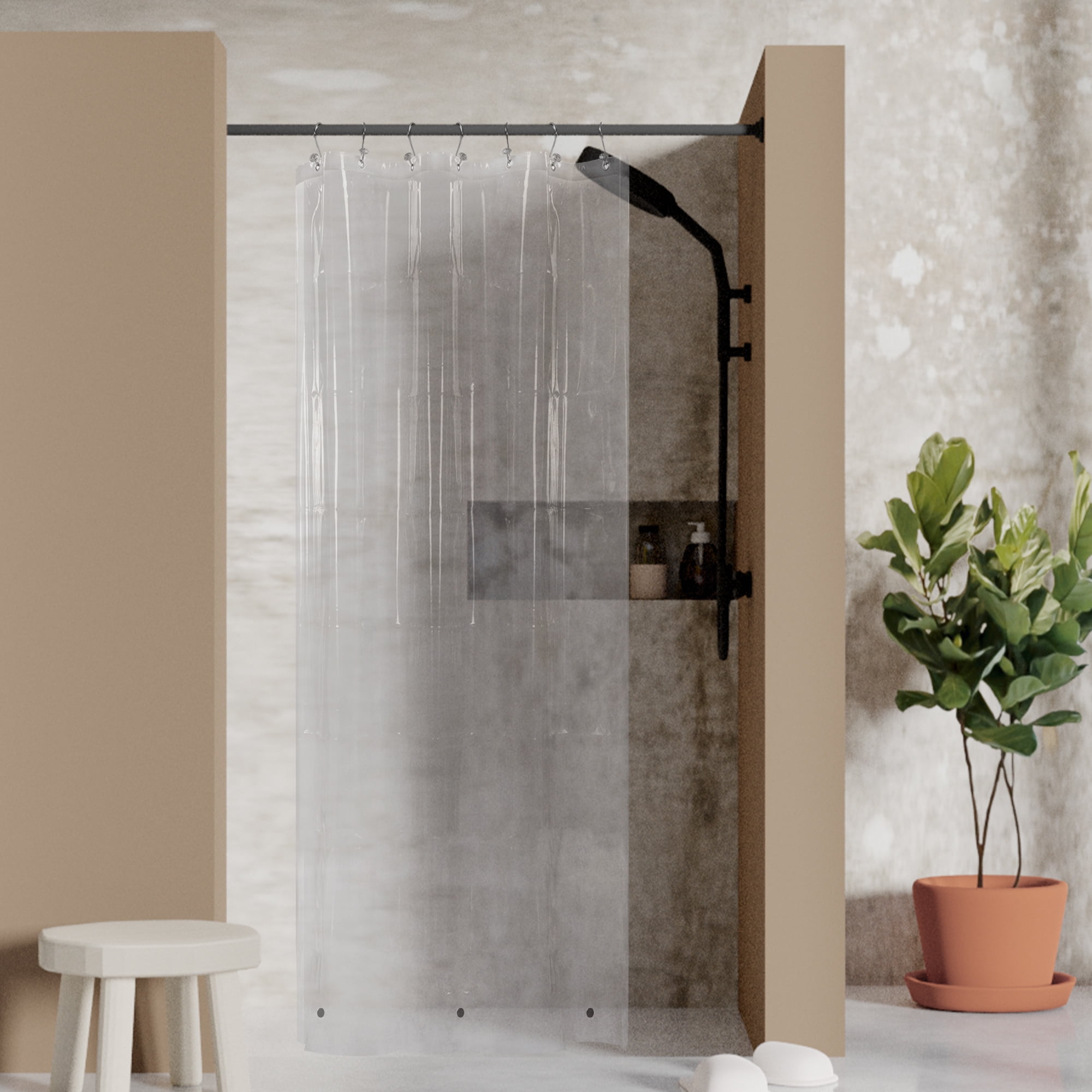 Barossa Design PEVA Shower Stall Curtain Liner 36" x 78" - Clear, Heavy Duty, 3 Magnets ...