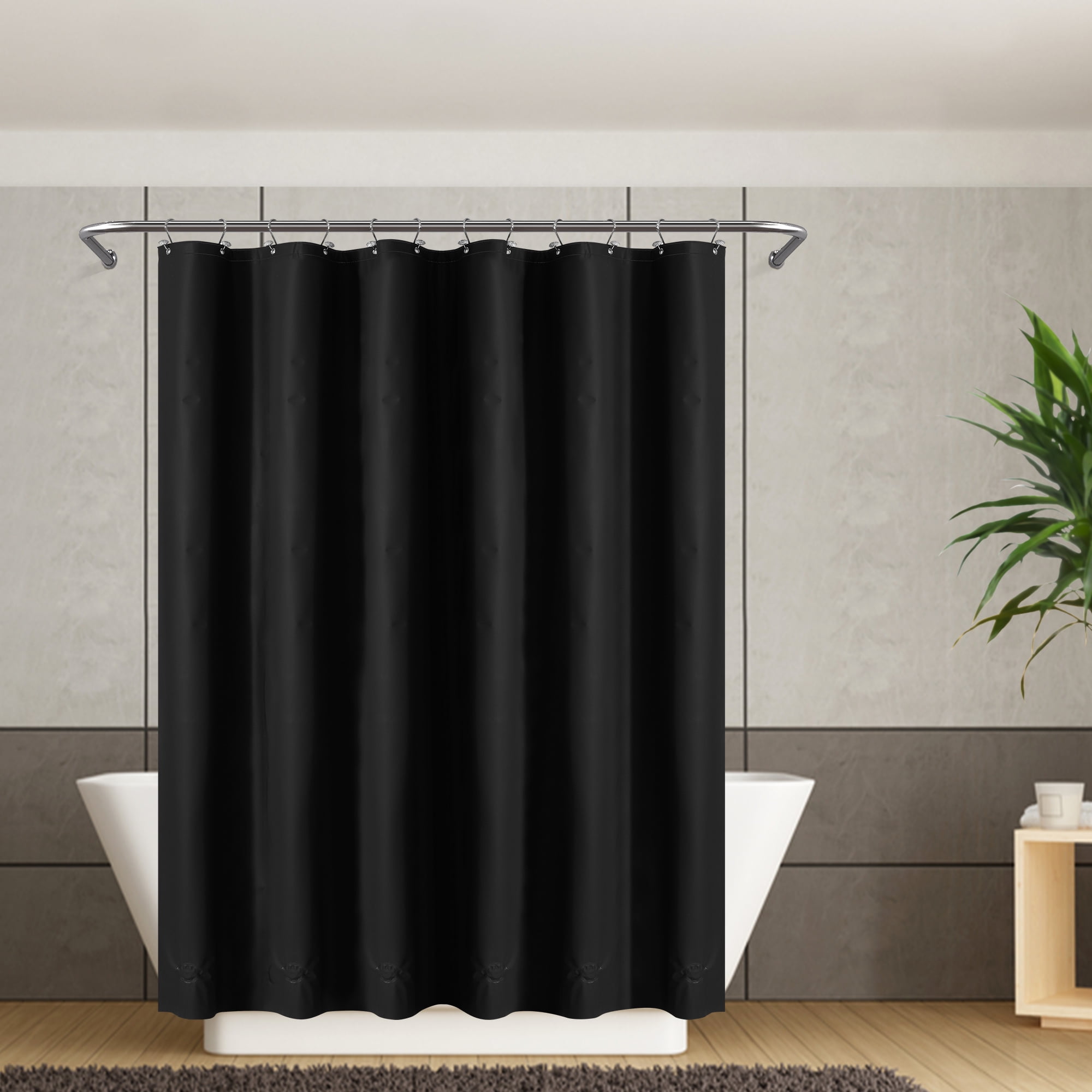 Barossa Design PEVA 8G Black Shower Curtain Liner with 6 Magnets, Heavy Duty & Waterproof72" x 72"  (图1)