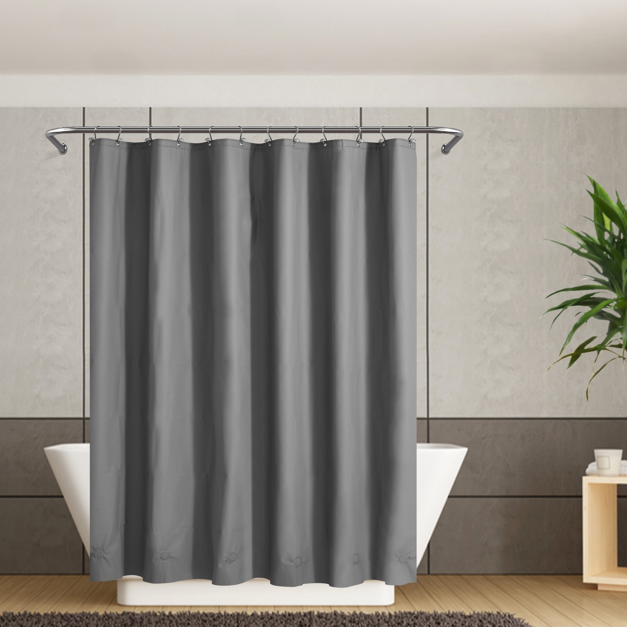 "Barossa Design PEVA 8G Mildew Resistant Heavy Weight Dark Gray Shower Curtain Liner, Waterproof, 72(图1)