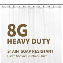 Barossa Design PEVA Clear Plastic Shower Curtain Liner Bathroom with 6 Magnets, Heavy Duty & Waterproof-72" x 72"