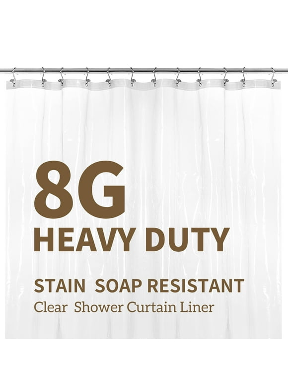 Barossa Design PEVA Clear Plastic Shower Curtain Liner Bathroom with 6 Magnets, Heavy Duty & Waterproof-72" x 72"