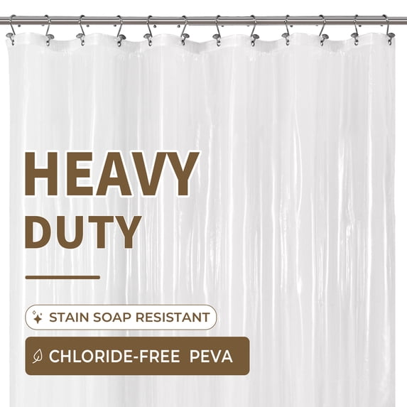 Barossa Design PEVA Clear Plastic Shower Curtain Liner Bathroom with 6 Magnets, Heavy Duty & Waterproof-72" x 72"