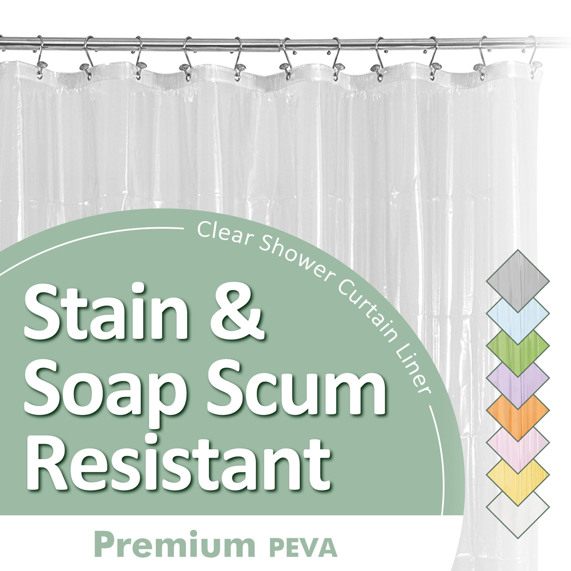 Barossa Design PEVA Clear Plastic Shower Curtain Liner Lightweight with 3 Magnets, Waterproof -72" x 72" - Walmart.com