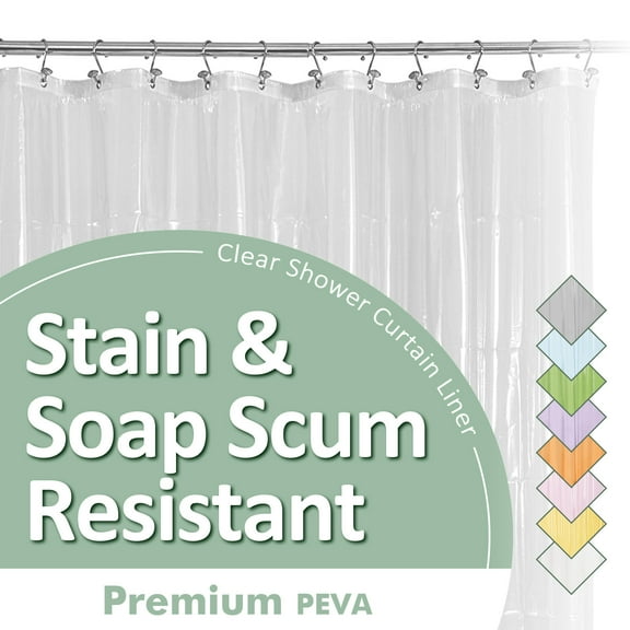 Barossa Design PEVA Clear Plastic Shower Curtain Liner Lightweight with 3 Magnets, Waterproof -72" x 72"