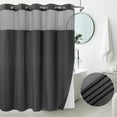 thumbnail image 1 of Barossa Design Waffle Weave Shower Curtain with Snap in Liner, Mesh Window, 71"W x 74"L, Graphite Grey, 1 of 6
