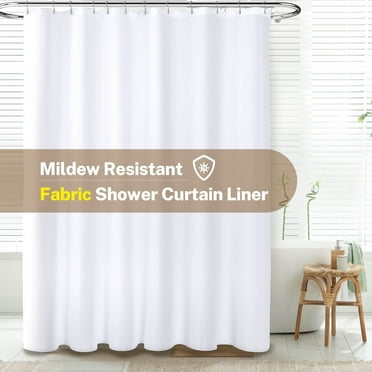 Barossa Design Waterproof Fabric Shower Curtain Liner Cloth Shower Curtain with Magnets, White, 72x72 inch
