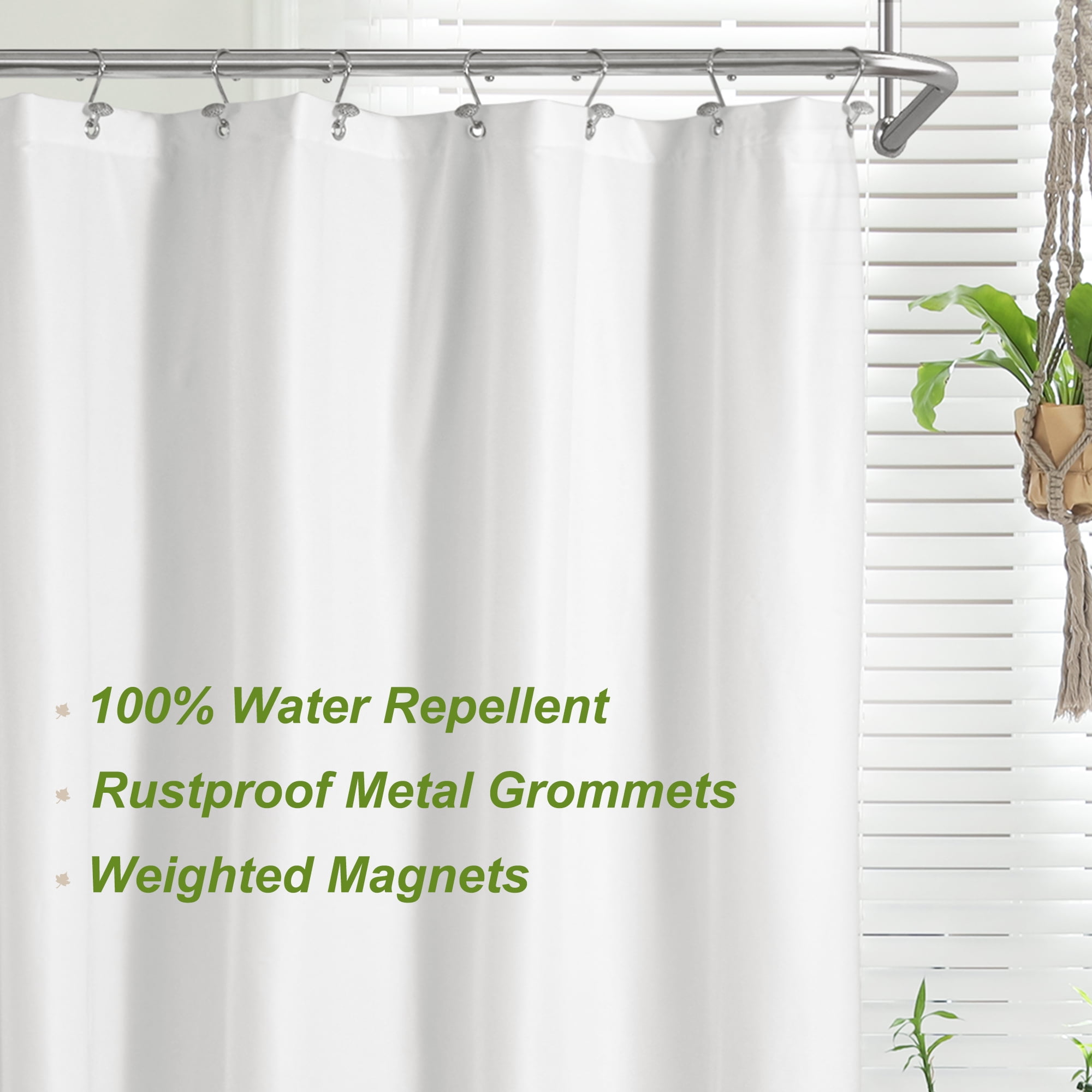 Barossa Design Waterproof Fabric Shower Stall Curtain Liner Microfiber 54" W x 78" H, White ...