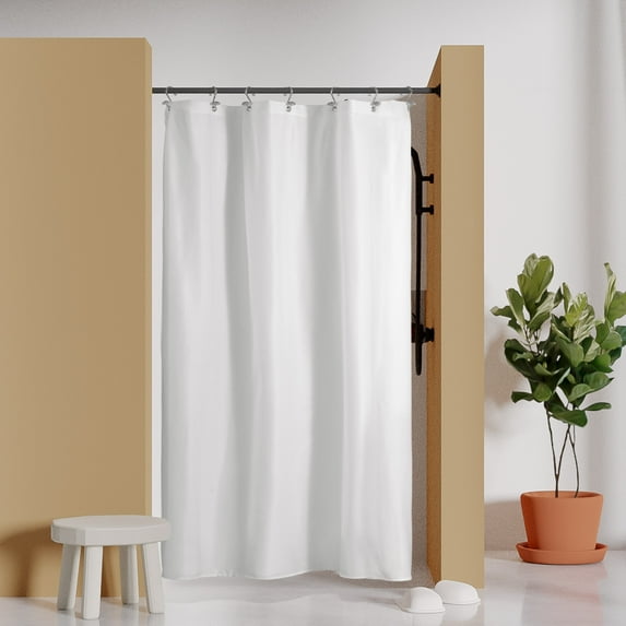 Barossa Design Waterproof Fabric Stall Shower Curtain Liner Microfiber 42" W x 72" H, White Shower Liner for Bath Tub