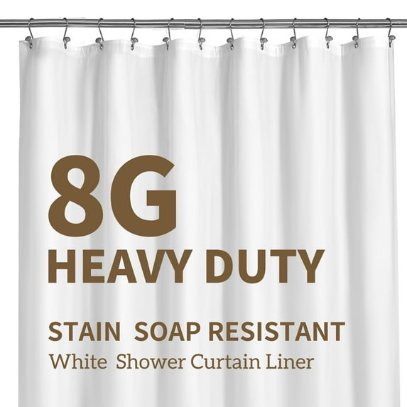 Barossa Design Waterproof PEVA Shower Curtain Liner Plastic with 6 Magnets -Heavy Duty White, 72" x 72"