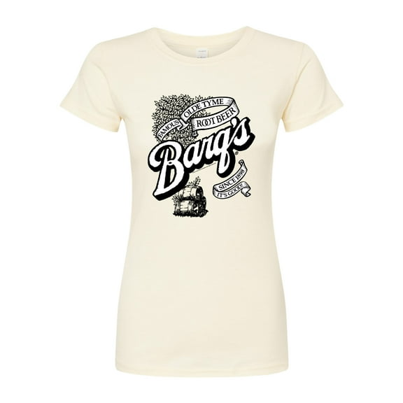 Barq's - Iconic Drinks & Beverages - Famous Olde Tyme Root Beer - Juniors Fitted Graphic T-Shirt