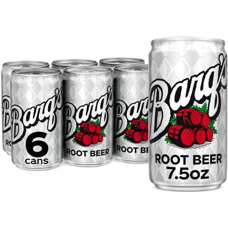 Barq's Root Beer Mini Soda Pop Soft Drink , 7.5 fl oz, 6 Pack Cans
