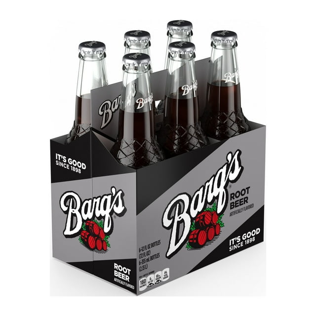 Barq's Root Beer Soda Pop, 12 fl oz, 6 Pack Glass Bottles