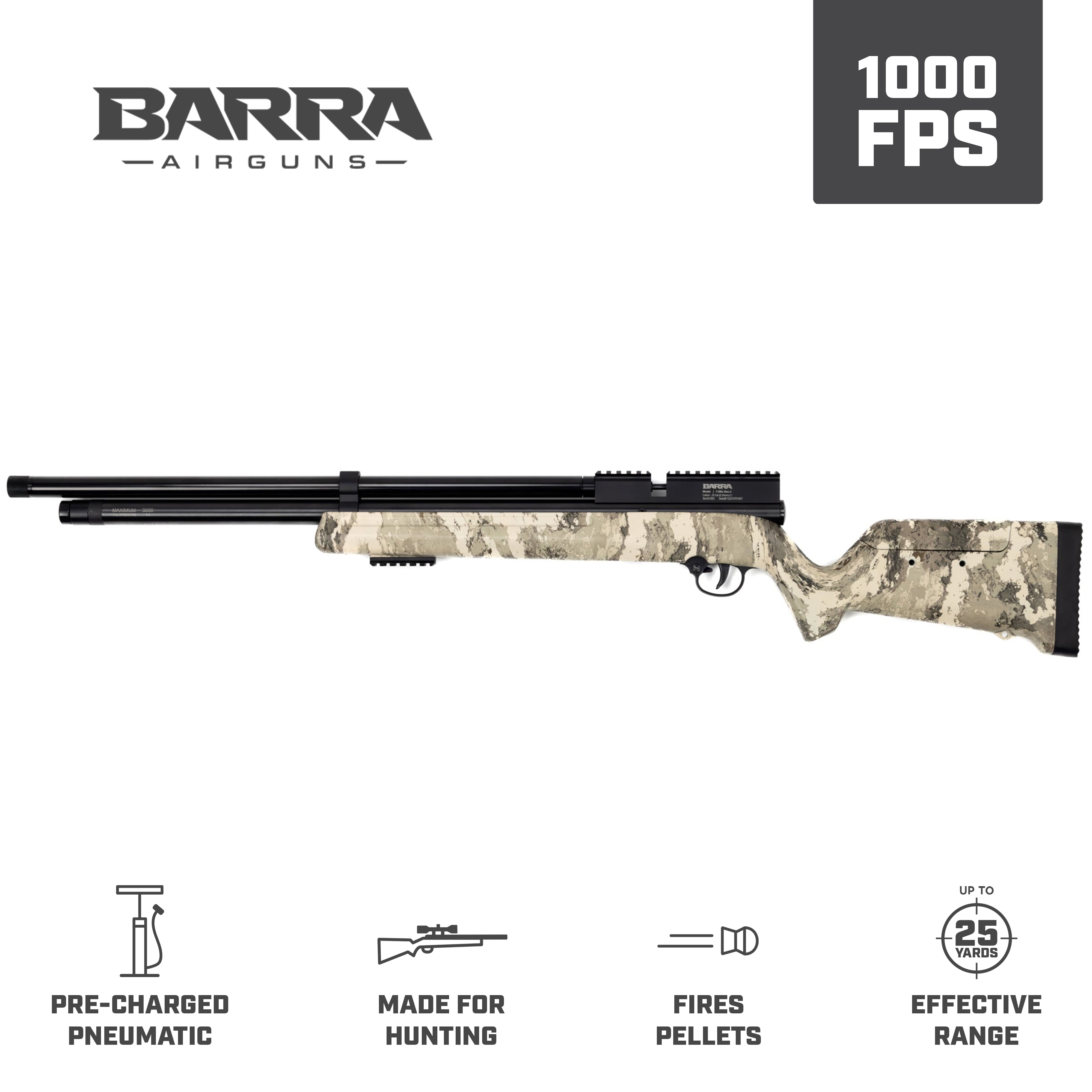 Barra Airguns 1100z .22 Precharged Pneumatic Pellet Air Rifle