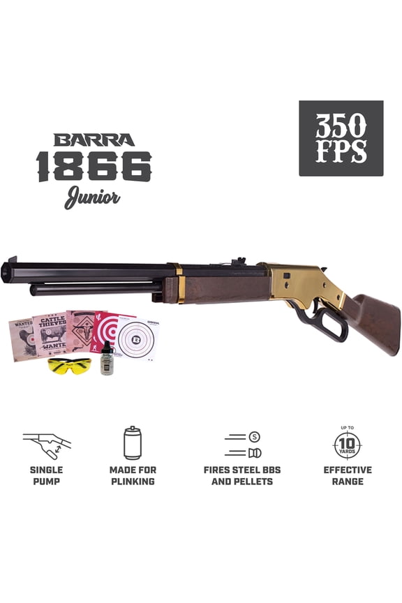 1866 Junior 18-Inch Barrel 0.177 Caliber Youth Pump Action BB Gun Kit Gold